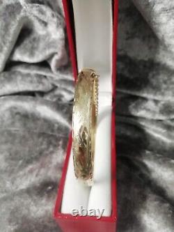 9ct Rolled Gold, Vintage, Foliate Bangle, Safety Chain 11.2grams (vgc)