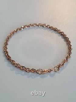 9ct Rose Gold 60 Diamond Cut Prince of Wales Bracelet 19cm/7.5