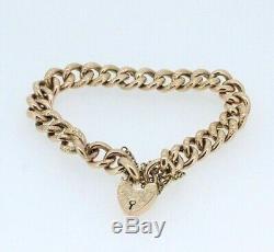 9ct Rose Gold Edwardian Hollow Curb Padlock Bracelet & Safety Chain