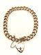 9ct Rose Gold Vintage Charm Bracelet Heart Padlock Hollow 7.5 12.80g