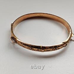 9ct Rose Gold buckle hinged bangle hallmarked Chester 1914 8.4 grams with safety