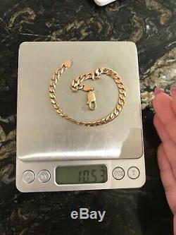 9ct SOLID GOLD CURB LINK Chain Men/Women's Bracelet 10.53g- 9Long