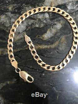 9ct SOLID GOLD CURB LINK Chain Men/Women's Bracelet 10.53g- 9Long