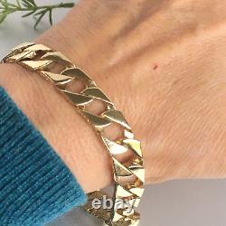9ct SOLID GOLD TEXTURED CURB BRACELET MENS Wrist 8 1/2 to 8 3/4 GORGEOUS 30.6g