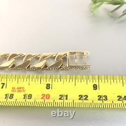 9ct SOLID GOLD TEXTURED CURB BRACELET MENS Wrist 8 1/2 to 8 3/4 GORGEOUS 30.6g