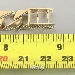 9ct SOLID GOLD TEXTURED CURB BRACELET MENS Wrist 8 1/2 to 8 3/4 GORGEOUS 30.6g
