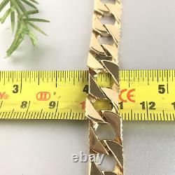 9ct SOLID GOLD TEXTURED CURB BRACELET MENS Wrist 8 1/2 to 8 3/4 GORGEOUS 30.6g