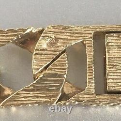9ct SOLID GOLD TEXTURED CURB BRACELET MENS Wrist 8 1/2 to 8 3/4 GORGEOUS 30.6g