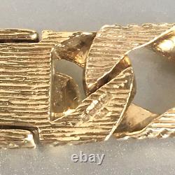 9ct SOLID GOLD TEXTURED CURB BRACELET MENS Wrist 8 1/2 to 8 3/4 GORGEOUS 30.6g