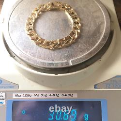 9ct SOLID GOLD TEXTURED CURB BRACELET MENS Wrist 8 1/2 to 8 3/4 GORGEOUS 30.6g
