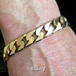 9ct SOLID ROSE GOLD CURB BRACELET HEAVY MEN'S 62.8g LONG 9 1/4