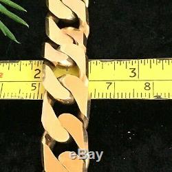 9ct SOLID ROSE GOLD CURB BRACELET HEAVY MEN'S 62.8g LONG 9 1/4