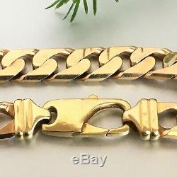 9ct SOLID ROSE GOLD CURB BRACELET HEAVY MEN'S 62.8g LONG 9 1/4