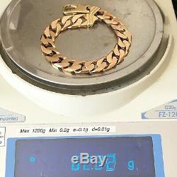 9ct SOLID ROSE GOLD CURB BRACELET HEAVY MEN'S 62.8g LONG 9 1/4