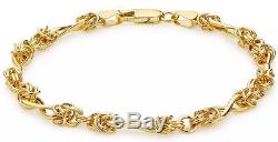 9ct SOLID YELLOW GOLD TWIST IDIOT'S DELIGHT CHAIN BRACELET + BOX + FREE GIFT