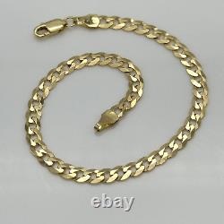 9ct Solid Gold 4.5mm Curb Link Chain Women Bracelet 7.5 Inch NEW