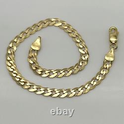 9ct Solid Gold 4.5mm Curb Link Chain Women Bracelet 7.5 Inch NEW