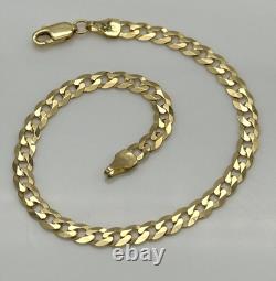 9ct Solid Gold 4.5mm Curb Link Chain Women Bracelet 7.5 Inch NEW