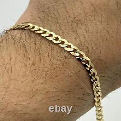 9ct Solid Gold 4.5mm Curb Link Chain Women Bracelet 7.5 Inch NEW