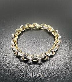 9ct Solid Gold 6, 7 & 8 Inch 6mm Wide Plain & Cz Round Belcher Bracelet Boxed