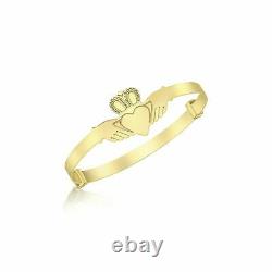 9ct Solid Gold Baby/Child Expanding Claddagh Bangle 2.6 grams Gift Boxed