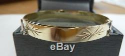 9ct Solid Gold Child's/Baby 5mm Wide Expanding Patterned Bangle 3 grams