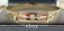 9ct Solid Gold Expanding Patterned Bangle 6.7 grams Small Ladies 6 1/4