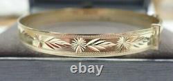 9ct Solid Gold Expanding Patterned Bangle 6.7 grams Small Ladies 6 1/4