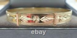 9ct Solid Gold Expanding Patterned Bangle 6.7 grams Small Ladies 6 1/4