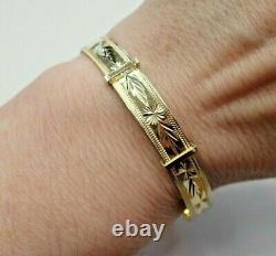 9ct Solid Gold Expanding Patterned Bangle 6.7 grams Small Ladies 6 1/4