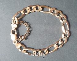 9ct Solid Gold Figaro Bracelet With Safety Chain Hallmarked
