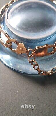 9ct Solid Gold Figaro Bracelet With Safety Chain Hallmarked