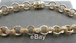 9ct Solid Gold Ladies Plain & Patterned Belcher Bracelet 21 grams