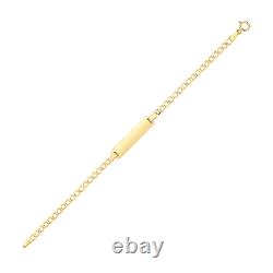 9ct Solid Gold Personalised Baby Bracelet Curb Chain id Engraved for Girls Boys