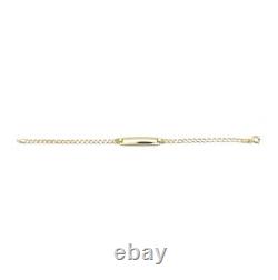 9ct Solid Gold Personalised Baby Bracelet Curb Chain id Engraved for Girls Boys