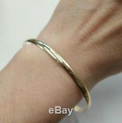 9ct Solid Gold Slave Bangle D- shaped 4mm wide 6.4 grams Plain