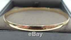 9ct Solid Gold Slave Bangle D- shaped 4mm wide 6.4 grams Plain