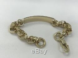 9ct Solid Gold solid Belcher Link Childrens Bracelet 13.5 grams, 6 length