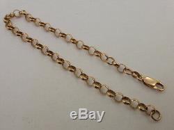 9ct Solid Rose Gold Round Belcher Chain Charm Bracelet 21cm