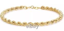 9ct Solid YELLOW GOLD Rope Chain Style Bracelet 19cm/7.5 + Box + FREE Gift