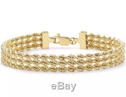 9ct Solid YELLOW GOLD Rope Style Bracelet 18cm/7inch hallmarked + FREE Gift