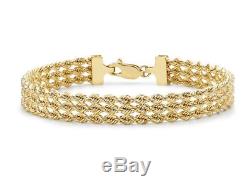 9ct Solid YELLOW GOLD Rope Style Bracelet 18cm/7inch hallmarked + FREE Gift