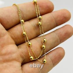 9ct Solid Yellow Gold 4mm Ball Bead Double Chain Bracelet 7.5 Inch New