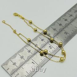 9ct Solid Yellow Gold 4mm Ball Bead Double Chain Bracelet 7.5 Inch New