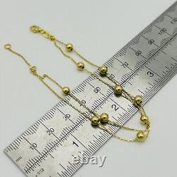 9ct Solid Yellow Gold 4mm Ball Bead Double Chain Bracelet 7.5 Inch New