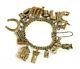 9ct Solid Yellow Gold Charm Bracelets Vintage Used 97.8g Bracelet With Charms