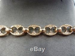 9ct Solid Yellow Gold Fancy Marine/Button/Sunday Albert 7 /3 Bracelet 26 grams
