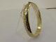 9ct Solid Yellow Gold Hand Engraved Hinged Oval Bangle English