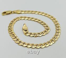 9ct Solid Yellow Gold Mens 5mm Curb Link Bracelet 8.5 INCH 375 HALLMARKED