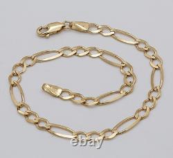 9ct Solid Yellow Gold Mens 5mm Figaro Link Chain Bracelet 8.5 Inch Brand New